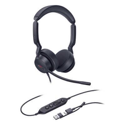 Auriculares Yealink UH44 Dual con cancelación de ruido por IA para Microsoft Teams, USB-C/A e indicador de ocupado - Imagen 3