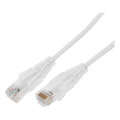 Cable de Parcheo Slim UTP Cat6A - 0.5 Metros (1.64 Pies) Blanco, Diámetro Reducido (28 AWG)