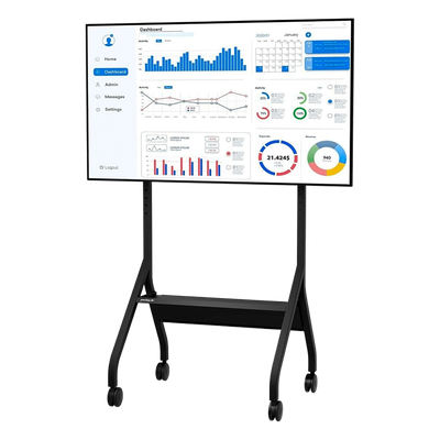 Carro Móvil para Pantalla Plana / 43" a 75"+ Displays / Altura Ajustable 49.8"-65.8" (126.5-167.1 cm) / Capacidad 150 lb (68 kg) / 4 Ruedas Dobles 4" (102 mm) / Gestión de Cableado Interno / Estructura Tubular / Incl - Imagen 3