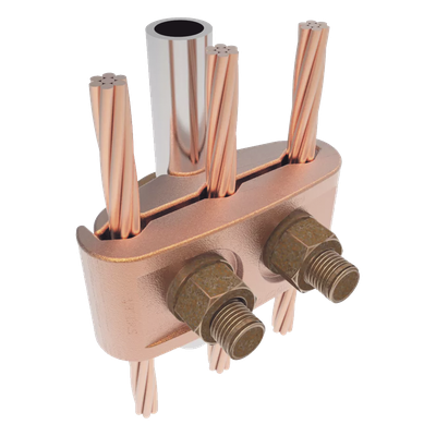 Conector Mecánico para 3 Cables para Calibre 2/0 AWG - 250 KCMIL a Tubería de 3/8" o Varilla 5/8" - 3/4". - Imagen 5