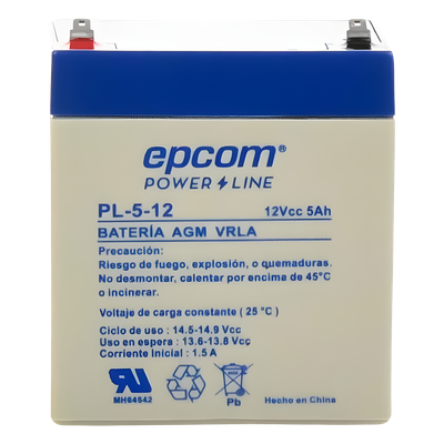 Batería 12 Vcc / 5 Ah / UL / Tecnología AGM-VRLA / Para uso en equipo electrónico Alarmas de intrusión / Incendio/ Control de acceso / Video Vigilancia / Terminales F1 / Cargador recomendado CHR-80. - Imagen 3