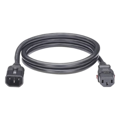 Cable de Alimentación Eléctrica Con Bloqueo de Seguridad, de IEC C14 a IEC C13, 1.2 Metros de Largo, Color Negro, 1 Pieza