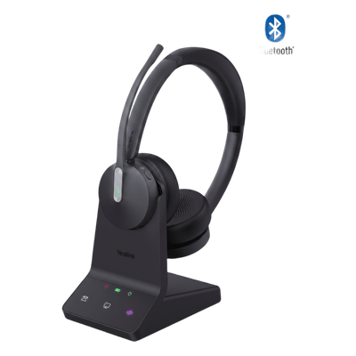 Auriculares estéreo Yealink WH64 edición UC/ Base DECT y auriculares con Bluetooth integrado/ Triple conexión/ Cancelación de ruido con 3 micrófonos