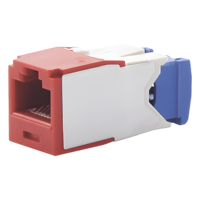 Conector Jack RJ45 Estilo TG, Mini-Com, Categoría 6A, de 8 Posiciones y 8 Cables, Color Rojo - Imagen 3