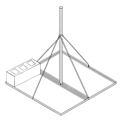 Montaje No penetrante de Techo con Mástil pregalvanizado de 1.25" diam. 1.5 m altura.