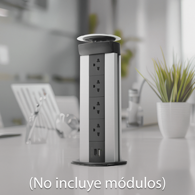 Teleblock Simon K45 para Voz, Datos, Multimedia o Contactos Eléctricos / Capacidad para 4 Módulos K45 / Apertura Manual con Tapa Abatible / Instalación en Mobiliario de Oficina o Comercial / (KTL204CY) - Imagen 3