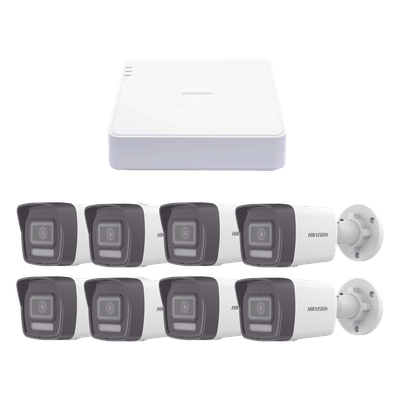 Kit IP 1080p (2 Megapixel) / NVR de 8 Canales con 8 Puertos PoE / 8 Cámaras IP Bala ColorVu Lite y Motion Detection 2.0 / Micrófono Integrado
