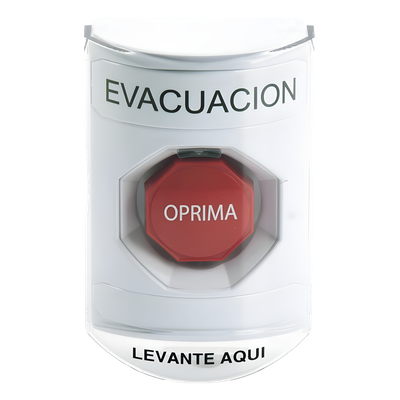 Botón de Evacuación, Cubierta de Policarbonato Súper Resistente de Superficie con Espaciador, Restablecimiento con Llave, Con Bocina de Advertencia - Imagen 3