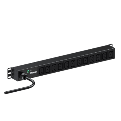 PDU ES2P Básico para Distribución de Energía, Enchufe de Entrada NEMA L6-20P, Con 12 Contactos C13, Instalación Horizontal de 19in, 1UR, 20 Amp, 220 Vca 