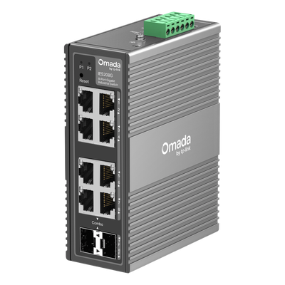 Switch Industrial Omada Easy Managed / 8 Puertos Gigabit (6× RJ45 + 2× RJ45/SFP Combo) / 16 Gbps Switching / -40°C a 75°C / Protección Rayos 6kV / Gestión Cloud / Montaje DIN Rail o Pared / IP40 - Imagen 3