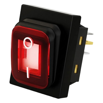 Interruptor tipo Switch con Led Color Rojo / IP65 / Diseño Industrial / NO, COM, NC / Terminales tipo F1