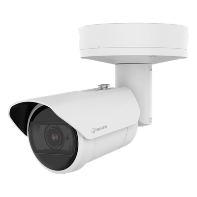 Cámara Bullet AI IR 2 Megapixel (1080p) / Lente 2.8-12 mm / IR 50 m (164 ft) / IP66-IP67-IK10 / Análisis IA / Wisenet 9 / Dual NPU / -40°C a +60°C / PoE