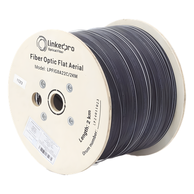 Carrete de 2 Kilómetros (6561.68 Pies) de Fibra Óptica Aérea Mini Figura 8 G.657A2 Tipo Drop Plana, Monomodo de 2 Hilos (Bifibra), Color Negro, (No Soporta Conectores Mecánicos) - Imagen 3