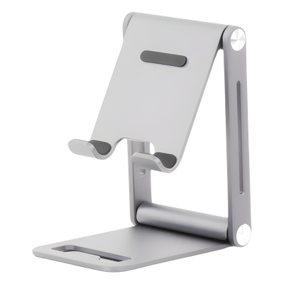 Soporte para Teléfono Celular de Aluminio | Angulo Ajustable | Amplia Compatibilidad con dispositivos de 4.7'' a 7.9'' | Antideslizante | Antiarañazos | Plegable | Color Gris. - Imagen 4
