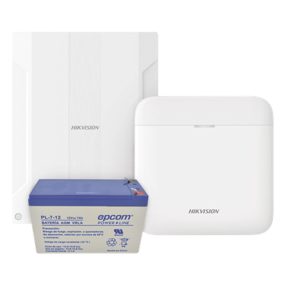 (AXPRO) KIT  de alarma AX PRO conversión de zonas cableadas a inalámbricas / Incluye: 1 Hub con Batería de respaldo/ 1 Expansor de 16 zonas cableadas / 1 Batería de respaldo 12Vcc a 7 Amp/ Compatible con Hik-Connect P2P 