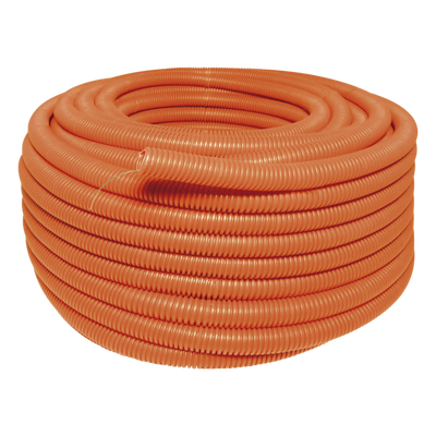 Manguera Poliducto Corrugado Flexible Naranja Reforzado de 1" x 50 m Para Instalaciones Eléctricas /Polietileno Alta Densidad HDPE/ Con guía /Resistente a Intemperie.