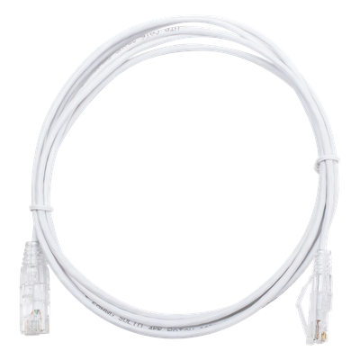Cable de Parcheo Slim UTP Cat6 - 2 Metros (6.56 Pies) Blanco Diámetro Reducido (28 AWG)