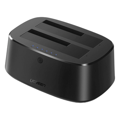 Base USB 3.0 para Disco Duro de Doble Bahía | Soporta Discos SATA de 2.5' & 3.5´ | Soporta discos de 12TB | Compatible con UASP, SATA 3.0 | Con adaptador de corriente 12V3A | Cable USB 1M | Alta Velocidad | Modo Clonación.