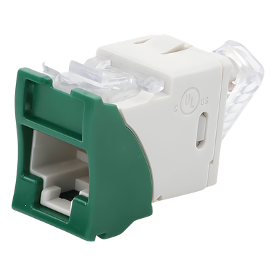 Jack UltraMAX Cat5e, UTP, Montaje Híbrido en Placa de Pared (Plano y Angulado), Color Verde, Punch Down - Imagen 5