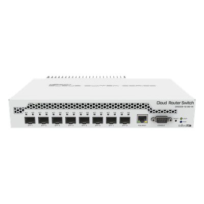 (CRS309-1G-8S+IN) Switch administrable Sistema Operativo Dual, puerto 1G Rj45, 8 puertos 10G SFP+ para Escritorio
