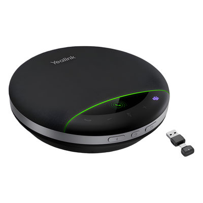 Yealink SP96, altavoz portátil con micrófono integrado, Bluetooth 5.3 con adaptador USB-C/A, alcance de captación de voz de 5 m, 26 horas de conversación, cancelación de ruido con IA.