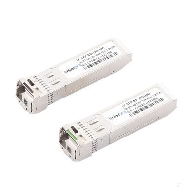 Transceptores Ópticos Bidireccionales SFP+ (Mini-Gbic) / Monomodo 1270 & 1330 nm / 10 Gbps / 1000BASE-BX / Conector LC/UPC Simplex / DDM / Hasta 40 km / 2 Piezas 