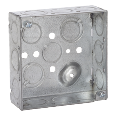 Caja Cuadrada 4 x 4"/Profundidad 1- 1/2"/ 10 Entradas de 1/2" y 6 TKO (1/2"-3/4").