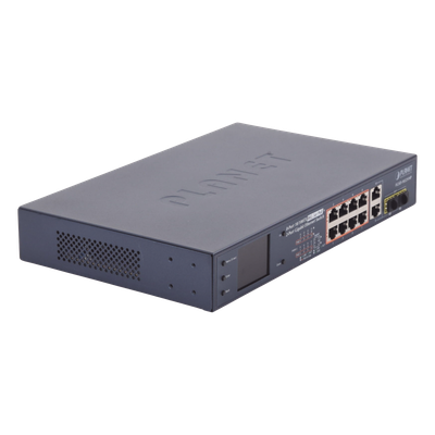 Switch PoE+ / Distancia 250 Metros / 8 Puertos + 2 Combo TP/SFP Gigabit y Pantalla LCD Para Monitoreo - Imagen 4