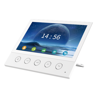 Monitor IP/SIP para interior, Wi-Fi, pantalla táctil de 7", audio de 2 vías, PoE, 8 interfaces de entrada de alarma.