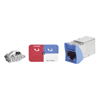 Jack Z-Max Cat6A, Blindado, Montaje Híbrido en Placa de Pared (Plano y Angulado), Color Azul, Versión Bulk (Sin Empaque Individual)
