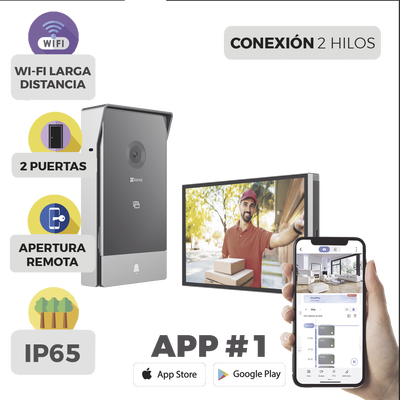 Videoportero IP Conexión a 2 Hilos / Con Monitor Wi-Fi para Interior / Frente de Calle IP65 Uso En Exterior Debe Tener Protección / Cámara 3 Megapíxel / Llamada a la App / Apertura remota / Apertura de 1 Puerta y un 1 Porton - Imagen 3