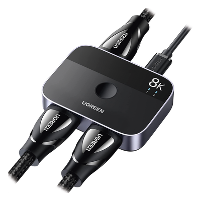 Conmutador HDMI 2.1 8K @60Hz | HDMI Splitter 2 Entradas a 1 Salida | Soporta 4K @120Hz 1080P @240Hz 3D | HDR Dolby | Alta Velocidad 48Gbps | Formatos de Audio LPCM/DTS/DSD, 2,0/2,1/5,1/7,1 canales.