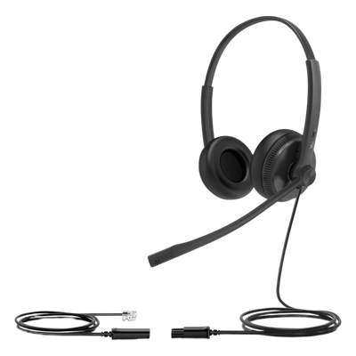 Diadema Alámbrica YHS34 Dual de Yealink QD a RJ9 con Almohadillas de Cuero