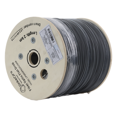 Carrete de 2 km de Fibra Óptica Drop Plana, Interior/Exterior G.657A2 Monomodo de 2 Hilos (Bifibra), Dieléctrica, Forro Negro, (No Soporta Conectores Mecánicos) - Imagen 3