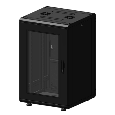 Gabinete Rack 19 Pulgadas / 18 Unidades / Piso / Puerta de Cristal / Acero Calibres 16-18-20 / Capacidad 750 kg (1653.5 lb) / Dimensiones 60 cm (23.6 in) x 93 cm (36.6 in) x 46 cm (18.1 in) - Imagen 4