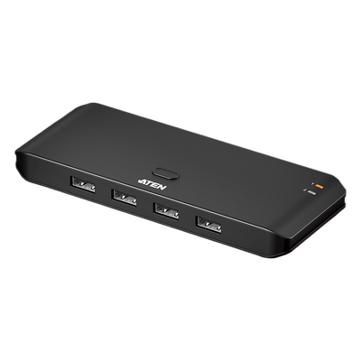 Switch USB 2.0 Compartido 2 x 4 Essentials | 480 Mbps | InstaSync | Pulsador Integrado | Diseño Compacto