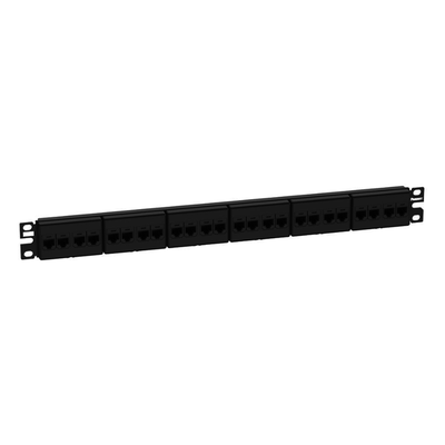 Panel de Parcheo con 24 Acopladores Mini-Com, Plano, Categoría 6A, de 1 UR, Color Negro - Imagen 5