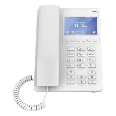 Teléfono IP WiFi Hotelero con pantalla LCD a color, 2 líneas SIP con 2 cuentas, codec Opus, IPV4/IPV6, color blanco, con gestión en la nube GDMS - Imagen 4