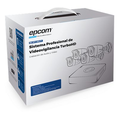 (MICRÓFONO Integrado + Detección de Movimiento 2.0) Kit TurboHD 1080p Lite / DVR 4 canales / Audio por Coaxitron / 4 Cámaras Bala de Metal con Micrófono Integrado
