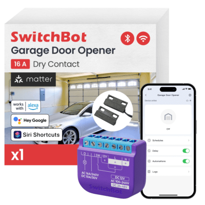 Relay Switch Inteligente Garaje / WiFi + BLE / Control Remoto App / Compatible Matter / Entrada 12-48V CC / Salida 30V 10A / 42 x 36 x 16 mm (1.7 x 1.4 x 0.6 in) - Imagen 3