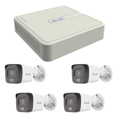 Kit IP 4 Megapixel / NVR de 4 Canales con 4 Puertos PoE / 4 Cámaras IP Dual Light con Micrófono Integrado / Bala para Exterior