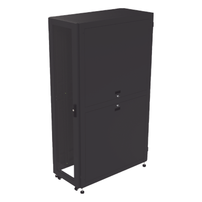 Gabinete Profesional para Telecomunicaciones de 45UR, 1200 mm Profundidad, Incluye 2 Organizadores Verticales de 45 Unidades de Rack, Se envía el Gabinete Armado.
