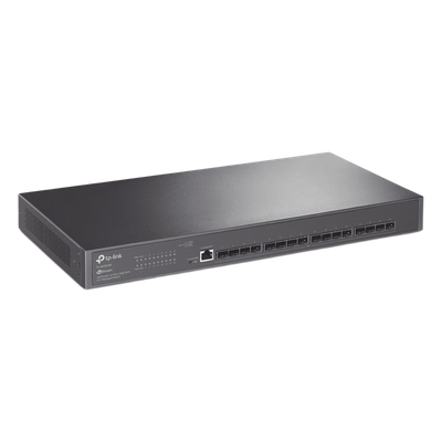 Switch Fibra Óptica L2+ Omada / 16 Puertos SFP+ 10G / 2 Puertos Consola (RJ45 y micro-USB) / Administración Centralizada Omada o Stand-Alone / Multicast IGMP / Calidad de Servicio / Montaje en Rack / Silencioso (sin ventiladores)