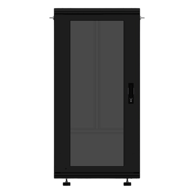 Gabinete Rackeable 19 Pulgadas / 24 Unidades / Piso / Puerta de Cristal / Acero Calibres 16-18-20 / Capacidad 750 Kg / Dimensiones 600x605x1190 mm (23.6x23.8x46.9 in) / Ventilación 120 mm, Niveladores Incluidos