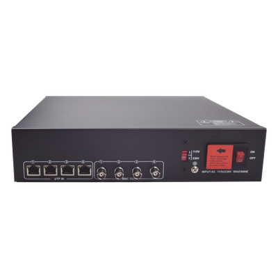 Kit de TRANSCEPTOR ACTIVO DE 4 CANALES / VIDEO+PODER en un solo Cable UTP / 150 metros en 4K, 200 metros en 5 MP/ Envía 36 Vcc y Recibe 12 Vcc / TODO INCLUIDO PARA RACK / Compatible con cámaras HD-TVI/CVI/AHD/CVBS / INSTALACIÓN LIMPIA - Imagen 4