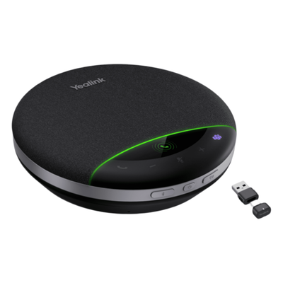 Yealink SP96, altavoz portátil con micrófono integrado, Bluetooth 5.3 con adaptador USB-C/A, alcance de captación de voz de 5 m, 26 horas de conversación, cancelación de ruido con IA.