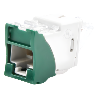 Jack Ultramax Cat6, UTP, Montaje Híbrido en Placa de Pared (Plano y Angulado), Color Verde, Punch Down - Imagen 4