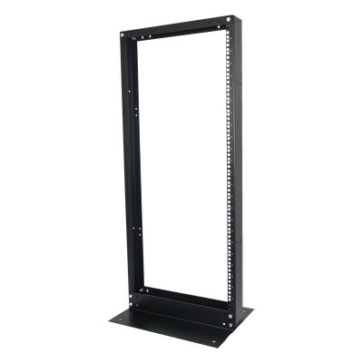 Rack de 2 Postes, Estándar 19", 24 Unidades, Fabricado en Acero, Base "L" para Anclar a Piso.