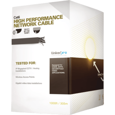 Cable Cat6+ Calibre 23, UTP, Intemperie con Gel Doble Chaqueta, ETL, UL, Color Negro de 305 Metros (1000 Pies), para Climas Extremos