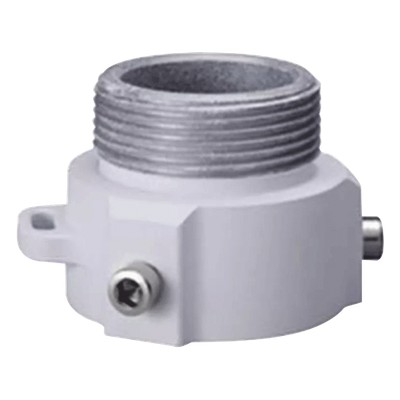 Adaptador con rosca NPT 1.5 pulgadas para instalación de domos PTZ IP en pared, poste o esquina